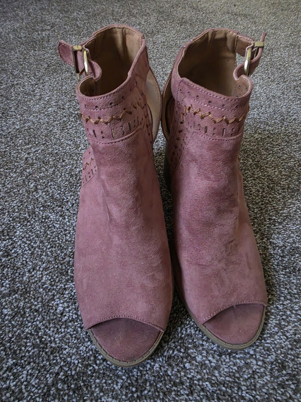 Women’s Open-Toe Ankle Booties in Dusty Rose